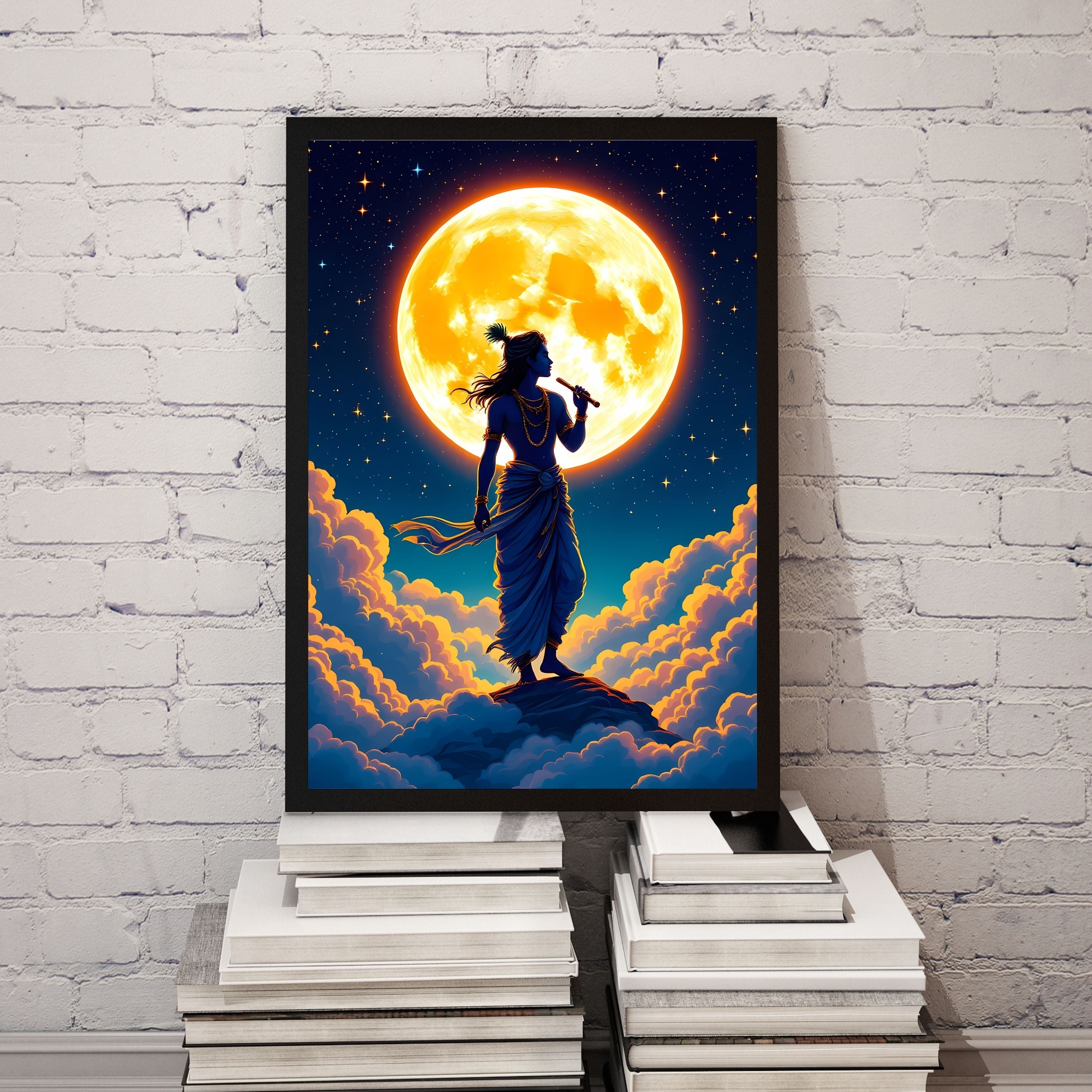 Dekozi Krishna Wall Art – Divine Portrait | Framed Canvas & Photo Print for Spiritual Home & Office Decor