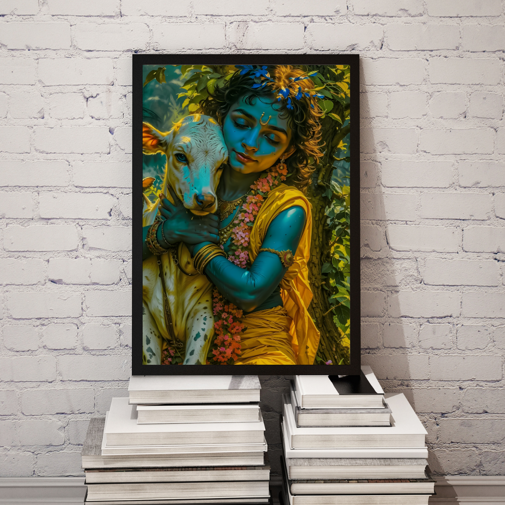 Dekozi Krishna Wall Art – Divine Portrait | Framed Canvas & Photo Print for Spiritual Home & Office Decor