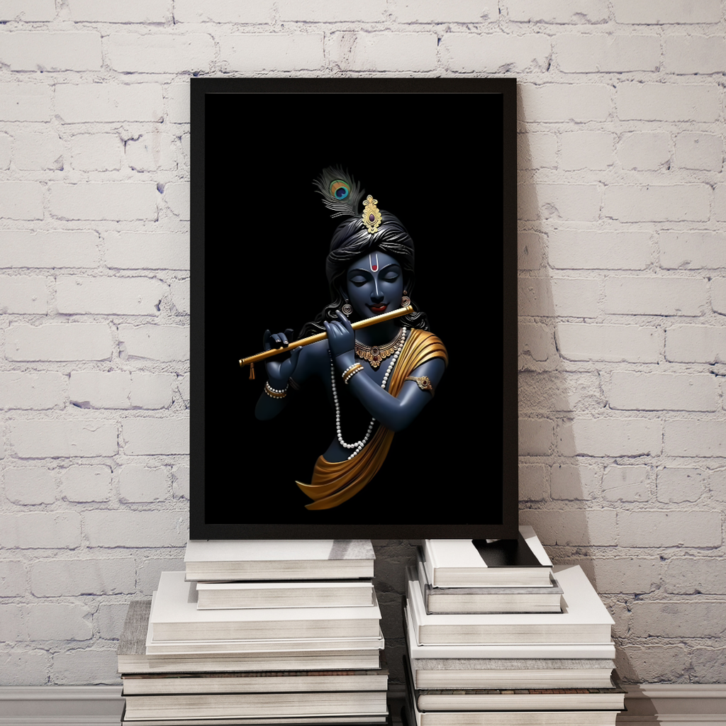Dekozi Krishna Wall Art – Divine Portrait | Framed Canvas & Photo Print for Spiritual Home & Office Decor
