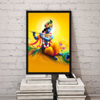 Dekozi Krishna Wall Art – Divine Portrait | Framed Canvas & Photo Print for Spiritual Home & Office Decor