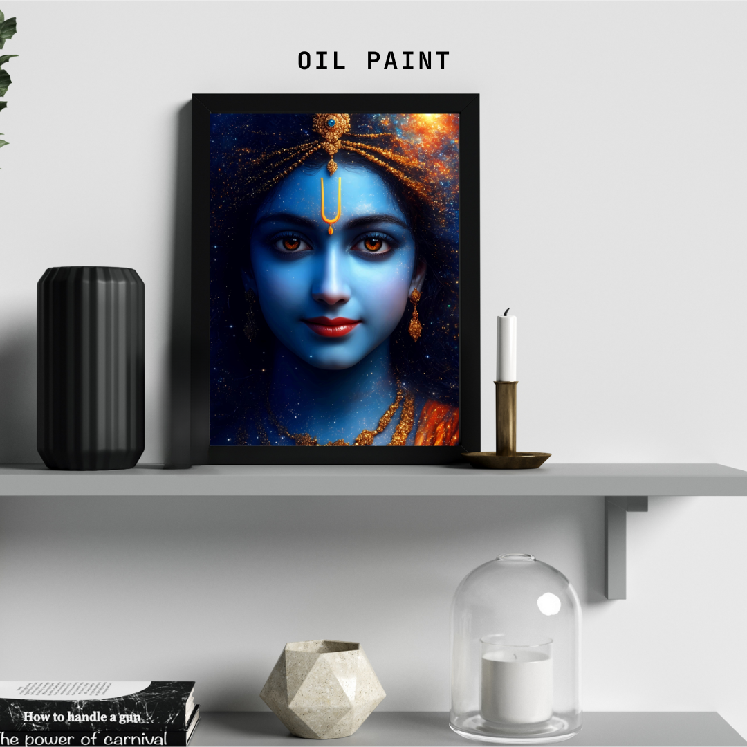 Dekozi Krishna Wall Art – Divine Portrait | Framed Canvas & Photo Print for Spiritual Home & Office Decor