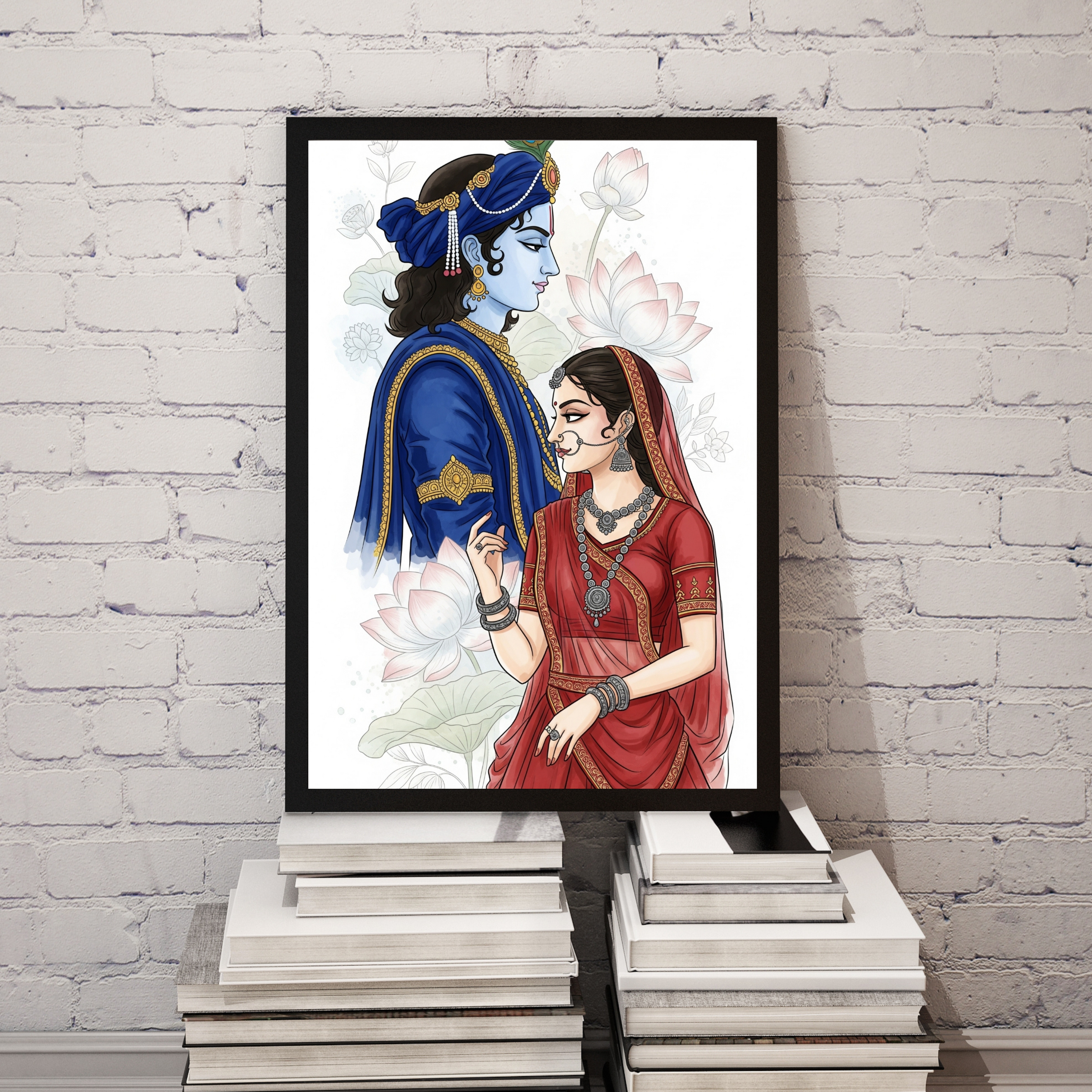 Dekozi Krishna Wall Art – Divine Portrait | Framed Canvas & Photo Print for Spiritual Home & Office Decor
