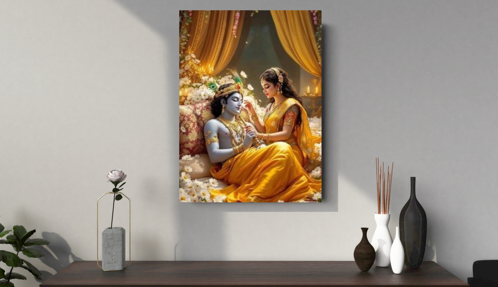 Dekozi Krishna Wall Art – Divine Portrait | Framed Canvas & Photo Print for Spiritual Home & Office Decor