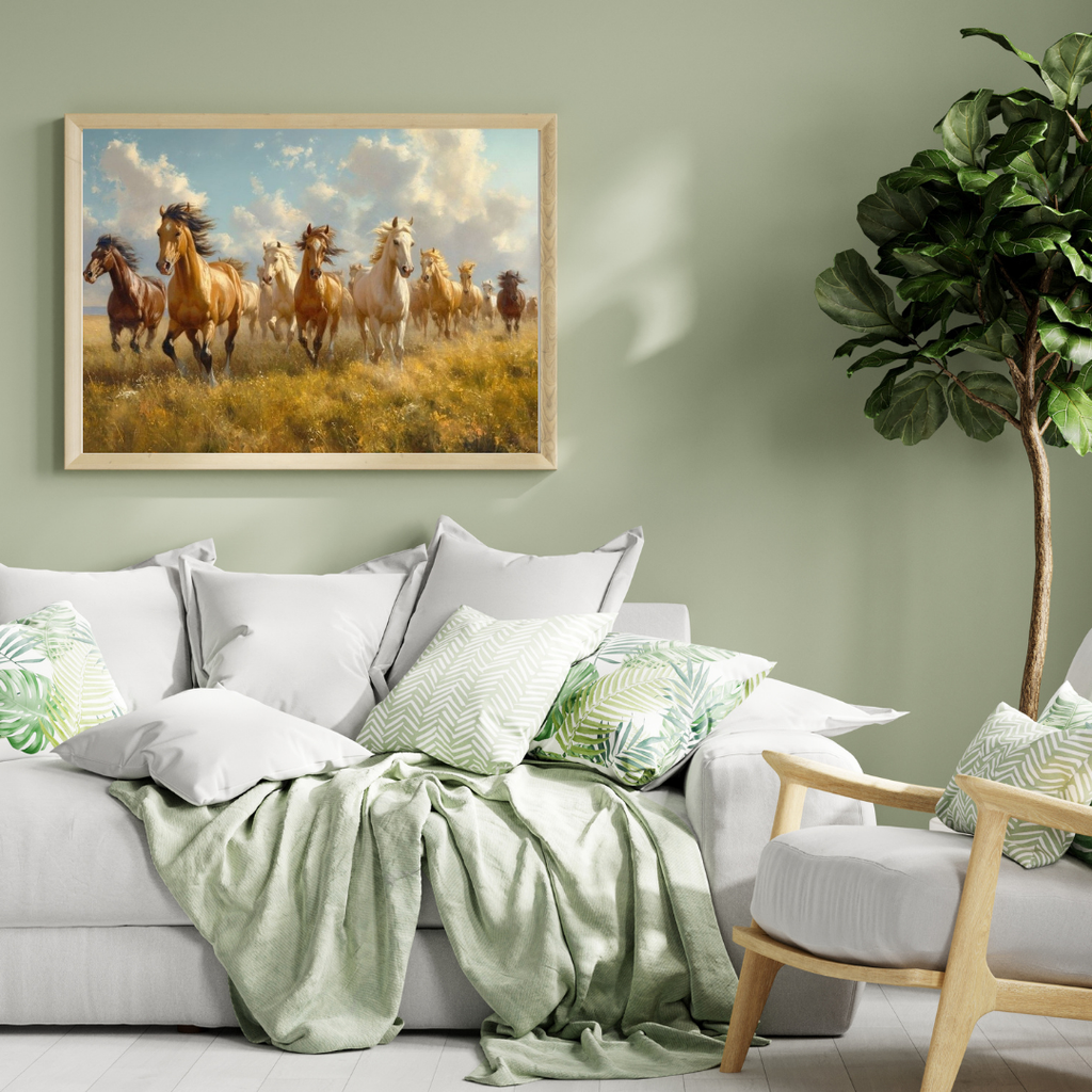 Seven Horses Vastu Photo Frame Wall Art with Frame