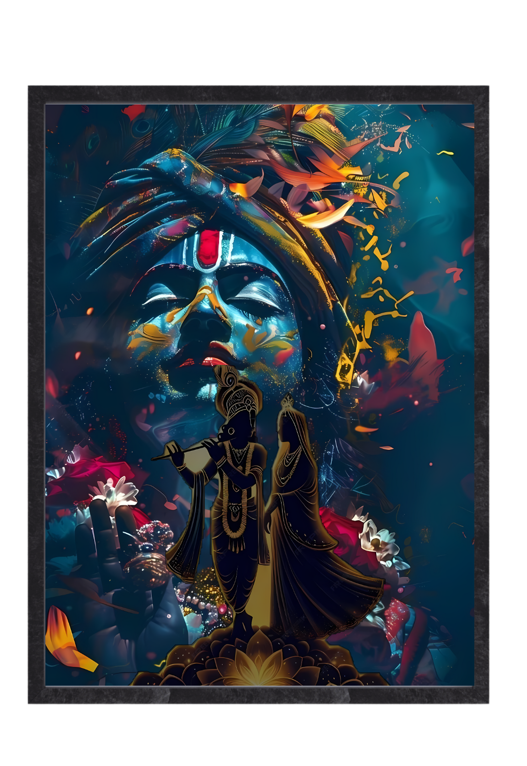 Dekozi Krishna Wall Art – Divine Portrait | Framed Canvas & Photo Print for Spiritual Home & Office Decor