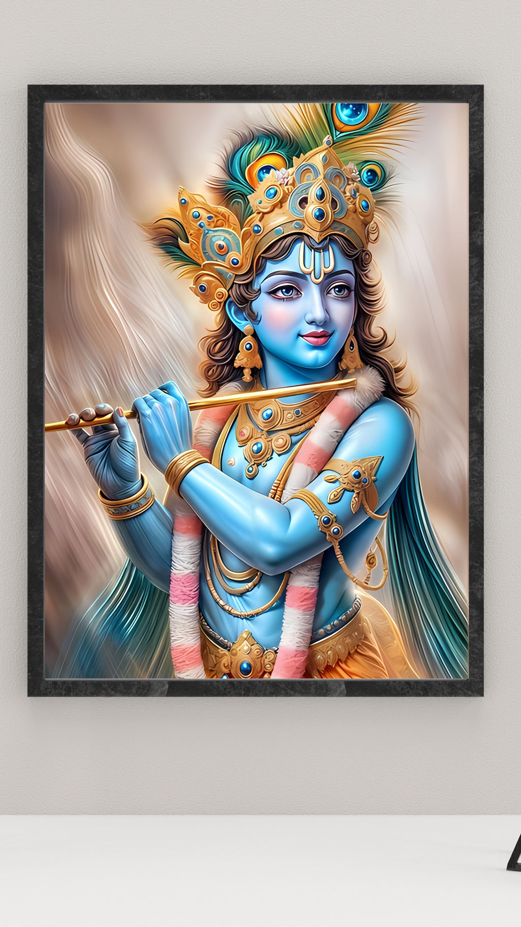 Dekozi Krishna Wall Art – Divine Portrait | Framed Canvas & Photo Print for Spiritual Home & Office Decor