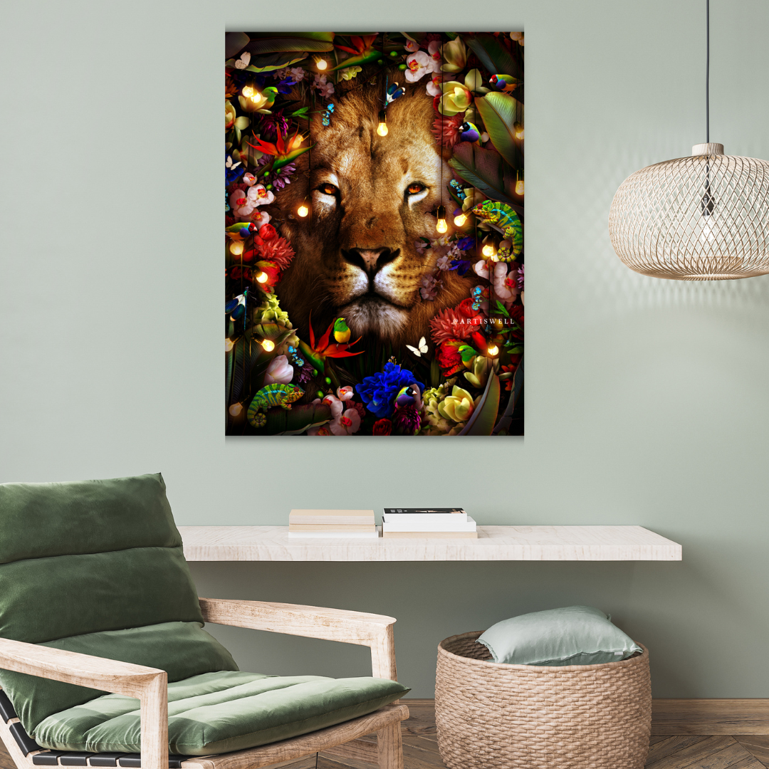 Dekozi Original Colorful Framed Lion Artwork
