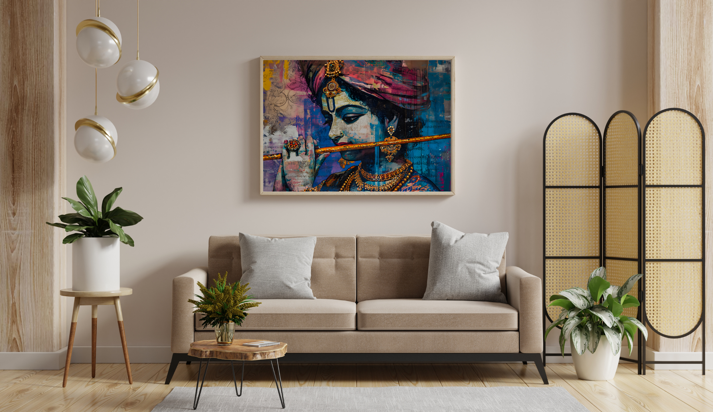 Dekozi Krishna Wall Art – Divine Portrait | Framed Canvas & Photo Print for Spiritual Home & Office Decor