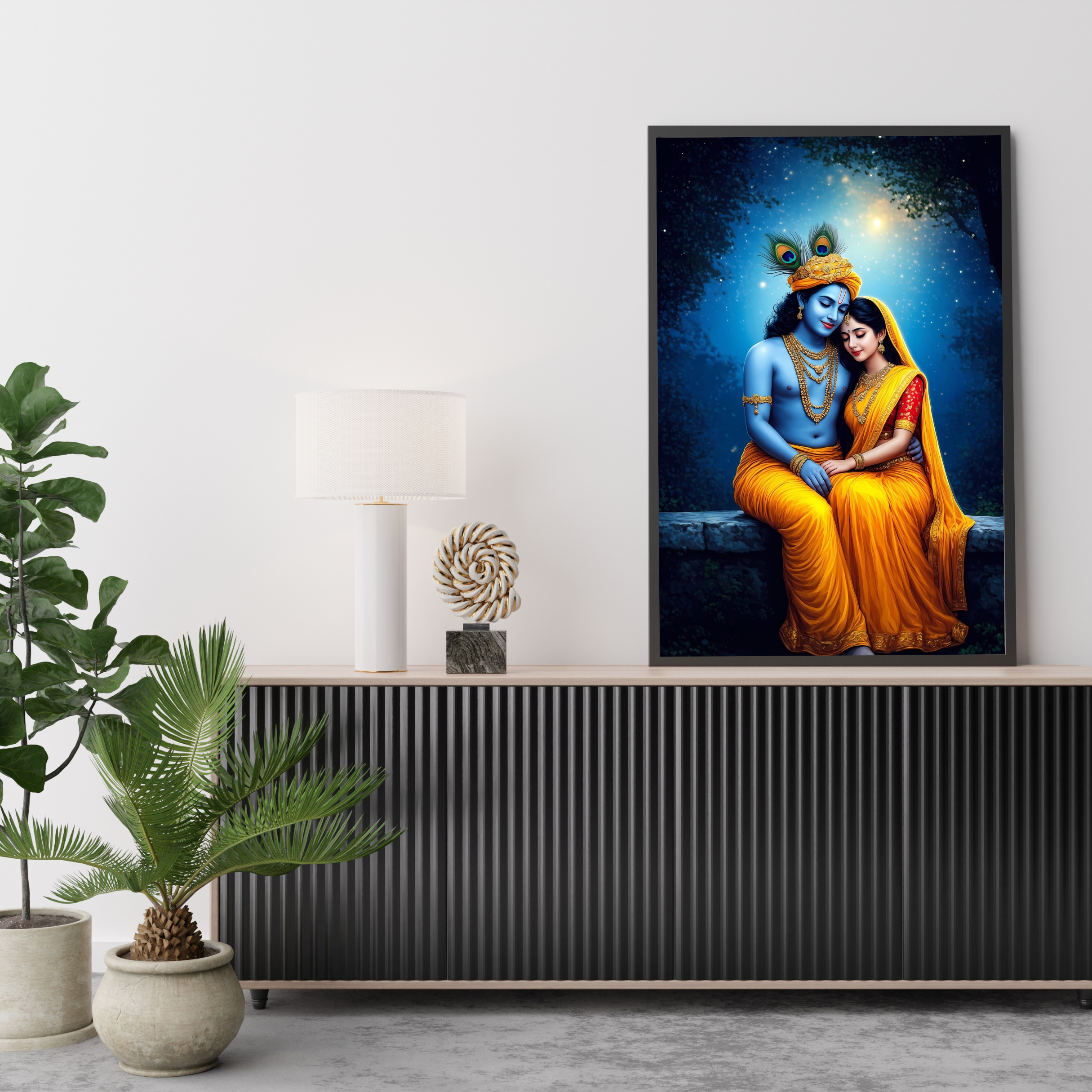 Dekozi Krishna Wall Art – Divine Portrait | Framed Canvas & Photo Print for Spiritual Home & Office Decor