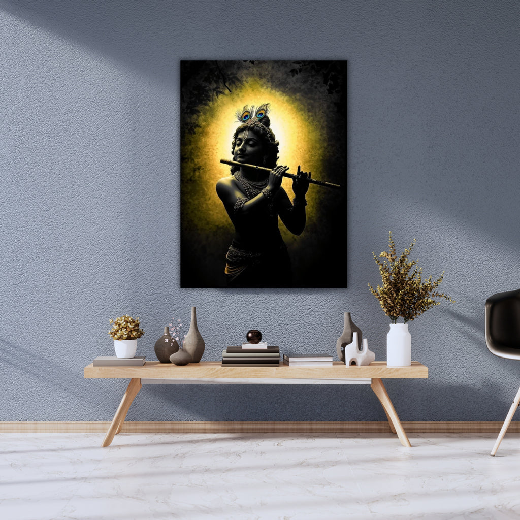 Dekozi Krishna with Flute Wall Art – Divine Portrait