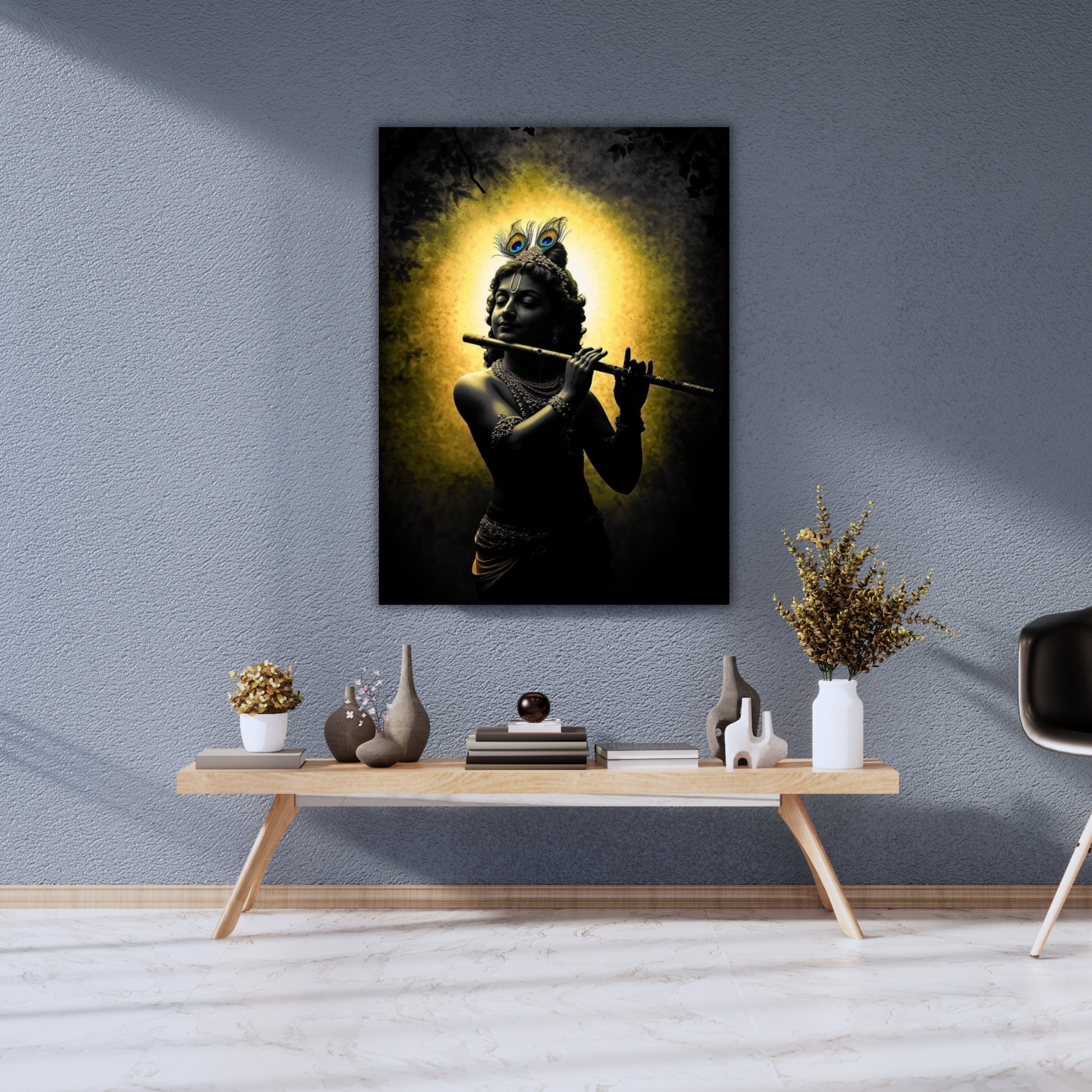 Dekozi Krishna with Flute Wall Art – Divine Portrait