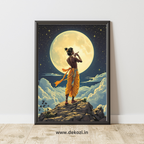 Dekozi Krishna Wall Art – Divine Portrait | Framed Canvas & Photo Print for Spiritual Home & Office Decor