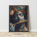 Dekozi Krishna Wall Art – Divine Portrait | Framed Canvas & Photo Print for Spiritual Home & Office Decor