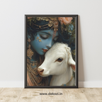 Dekozi Krishna Wall Art – Divine Portrait | Framed Canvas & Photo Print for Spiritual Home & Office Decor