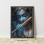 Dekozi Krishna Wall Art – Divine Portrait | Framed Canvas & Photo Print for Spiritual Home & Office Decor
