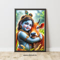 Dekozi Krishna Wall Art – Divine Portrait | Framed Canvas & Photo Print for Spiritual Home & Office Decor