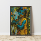 Dekozi Krishna Wall Art – Divine Portrait | Framed Canvas & Photo Print for Spiritual Home & Office Decor
