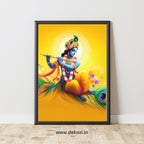 Dekozi Krishna Wall Art – Divine Portrait | Framed Canvas & Photo Print for Spiritual Home & Office Decor