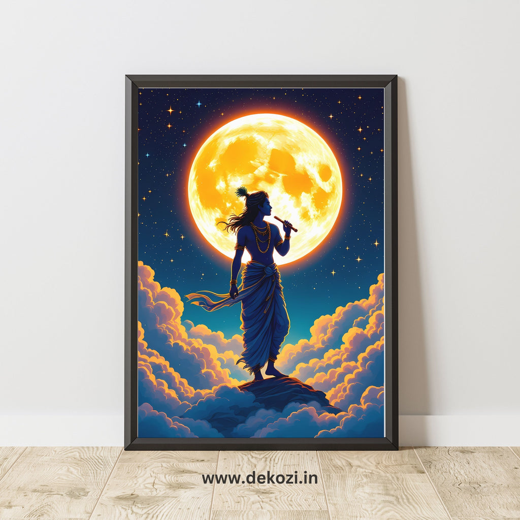 Dekozi Krishna Wall Art – Divine Portrait | Framed Canvas & Photo Print for Spiritual Home & Office Decor