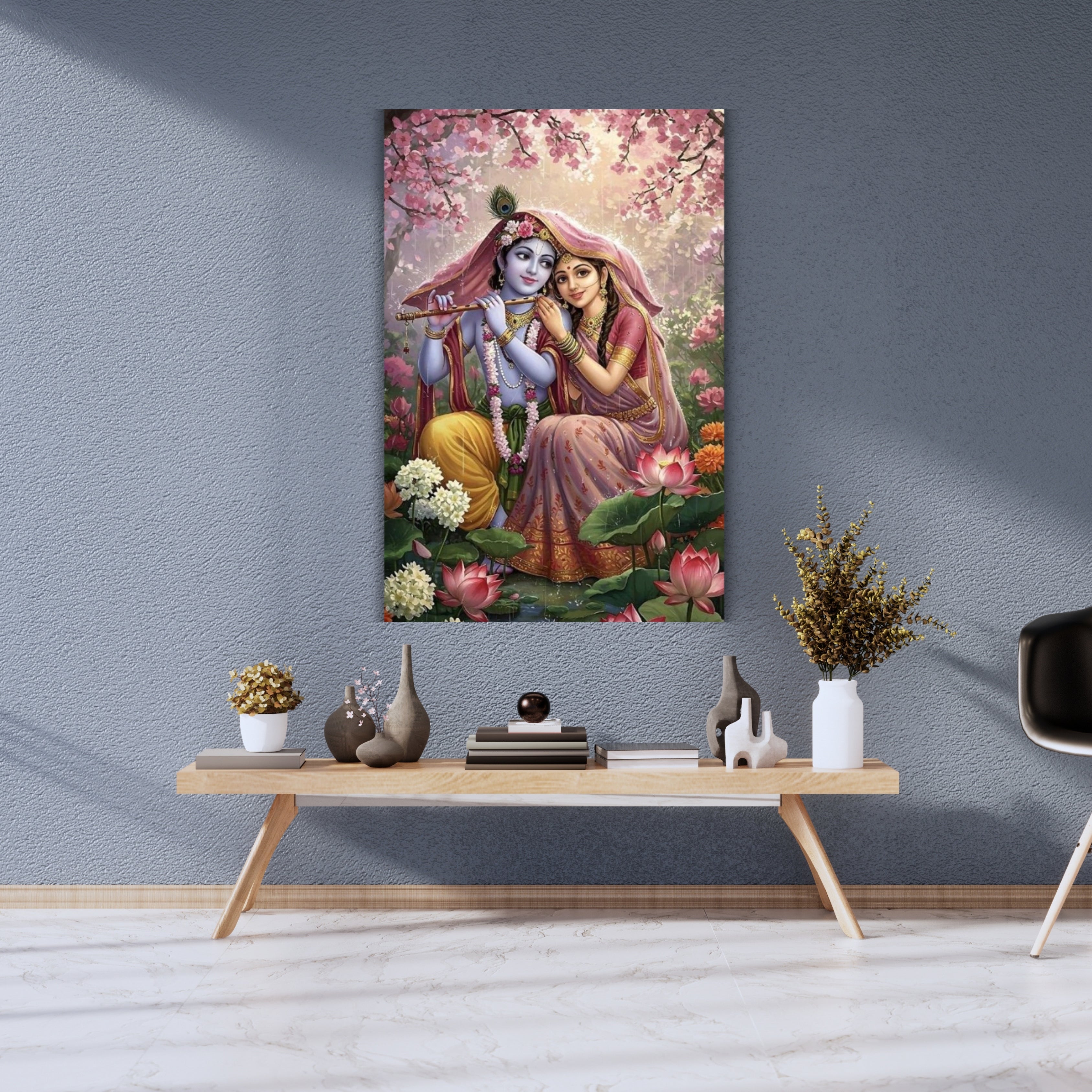 Dekozi Radha Krishna Wall Art – Divine Portrait | Framed Canvas & Photo Print for Spiritual Home & Office Decor