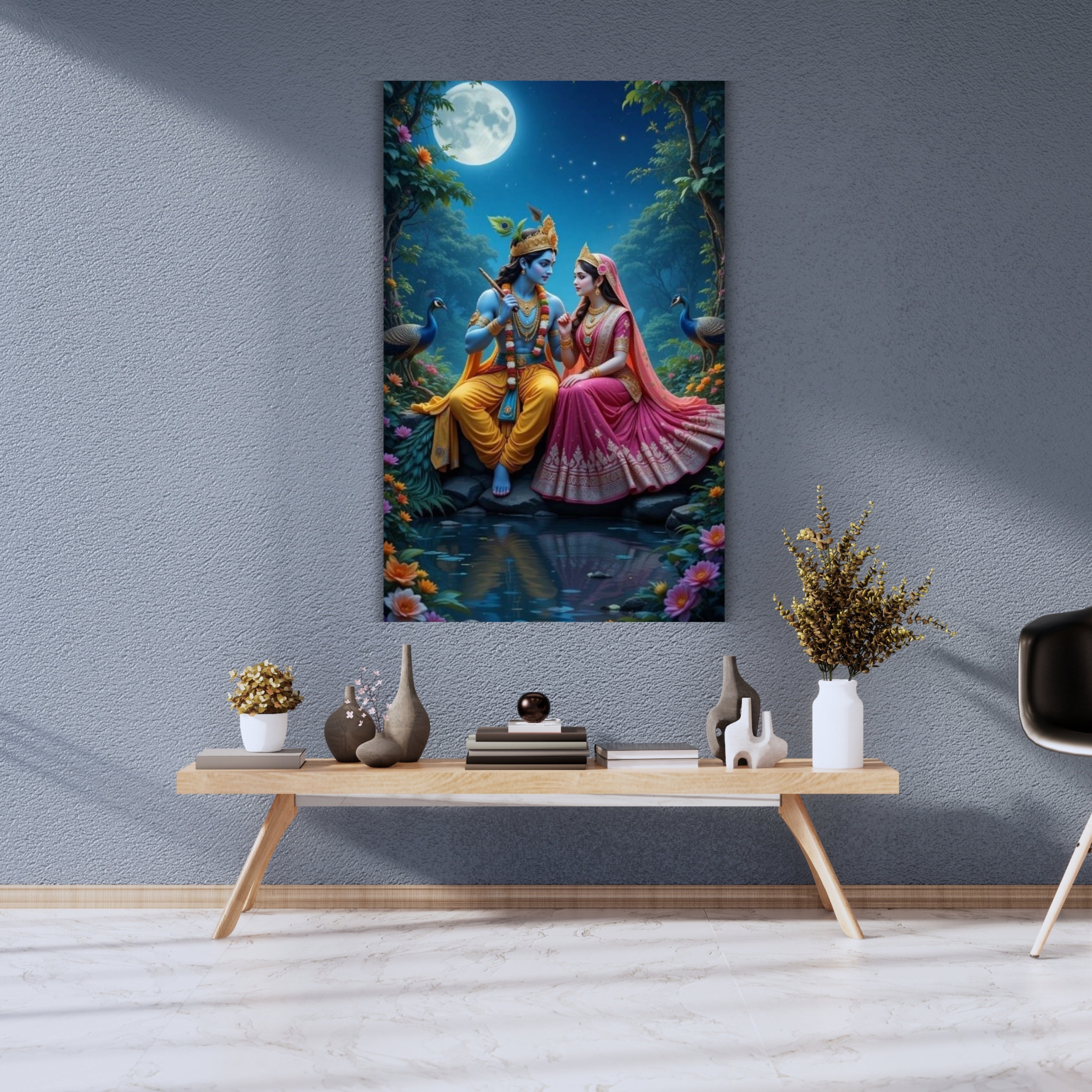 Dekozi Krishna Wall Art – Divine Portrait | Framed Canvas & Photo Print for Spiritual Home & Office Decor