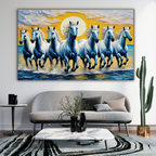 Seven Horses Vastu Photo Frame Wall Art with Frame