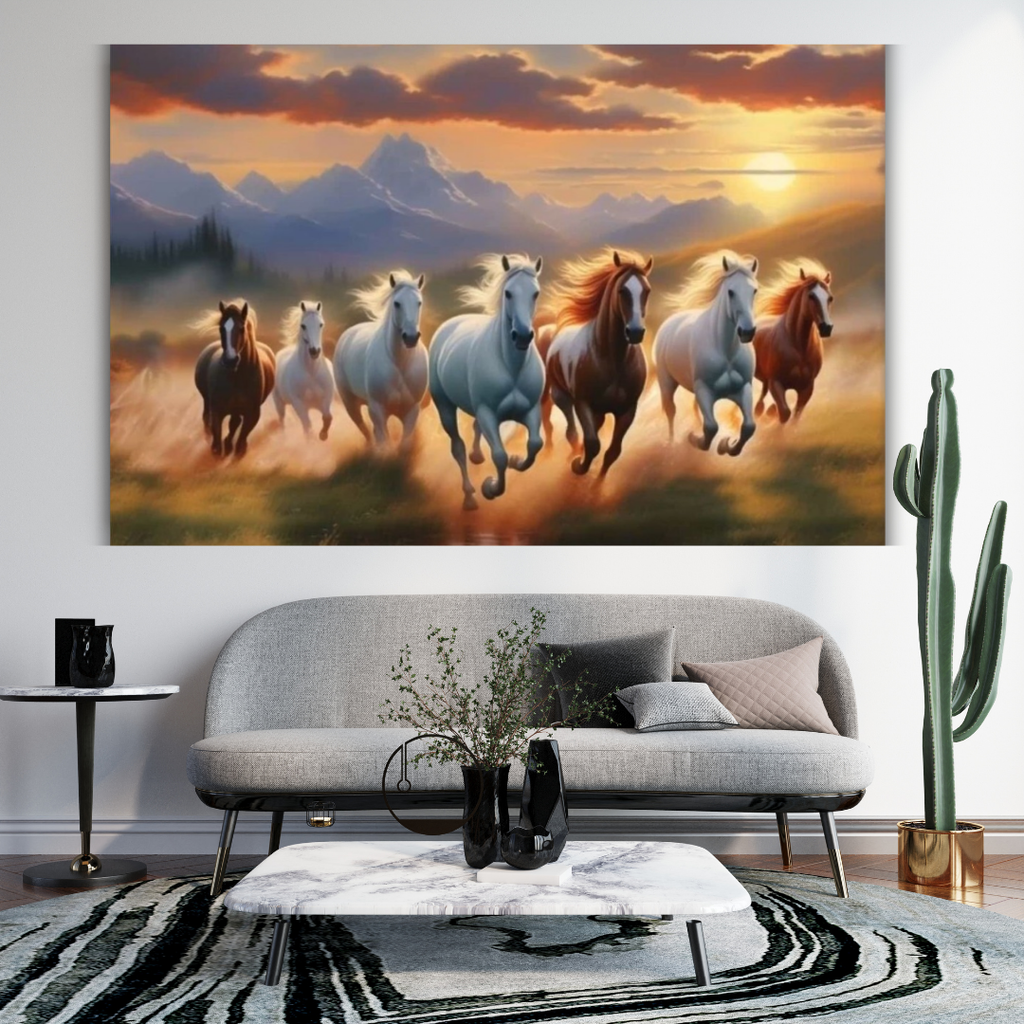 Seven Horses Vastu Photo Frame Wall Art with Frame