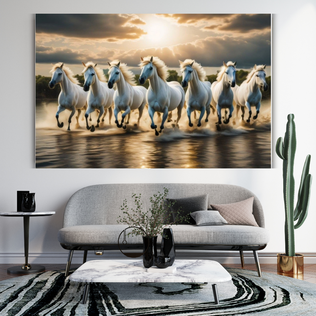 Seven Horses Vastu Photo Frame Wall Art with Frame