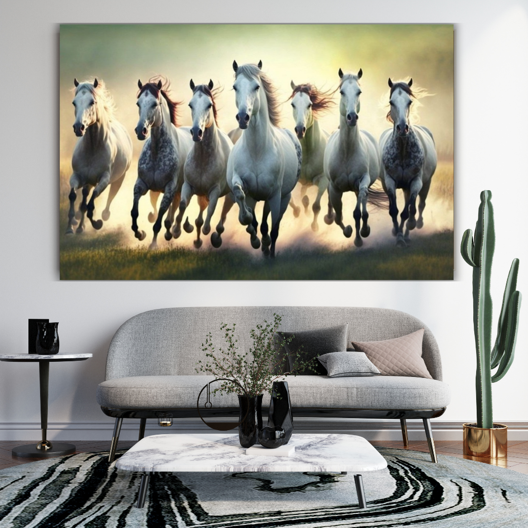 Seven Horses Vastu Photo Frame Wall Art with Frame