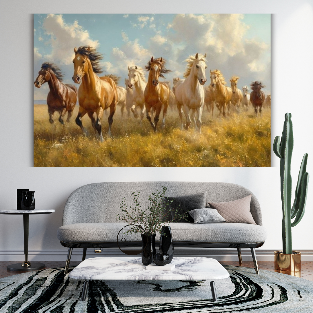 Seven Horses Vastu Photo Frame Wall Art with Frame
