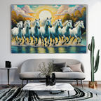 Seven Horses Vastu Photo Frame Wall Art with Frame