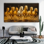 Seven Horses Vastu Photo Frame Wall Art with Frame
