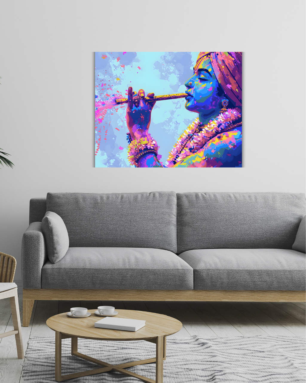 Dekozi Krishna Wall Art – Divine Portrait | Framed Canvas & Photo Print for Spiritual Home & Office Decor