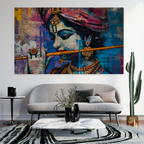 Dekozi Krishna Wall Art – Divine Portrait | Framed Canvas & Photo Print for Spiritual Home & Office Decor