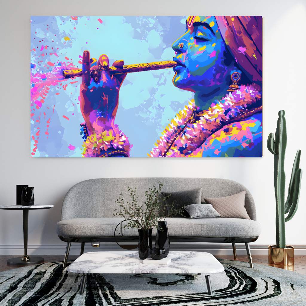 Dekozi Krishna Wall Art – Divine Portrait | Framed Canvas & Photo Print for Spiritual Home & Office Decor