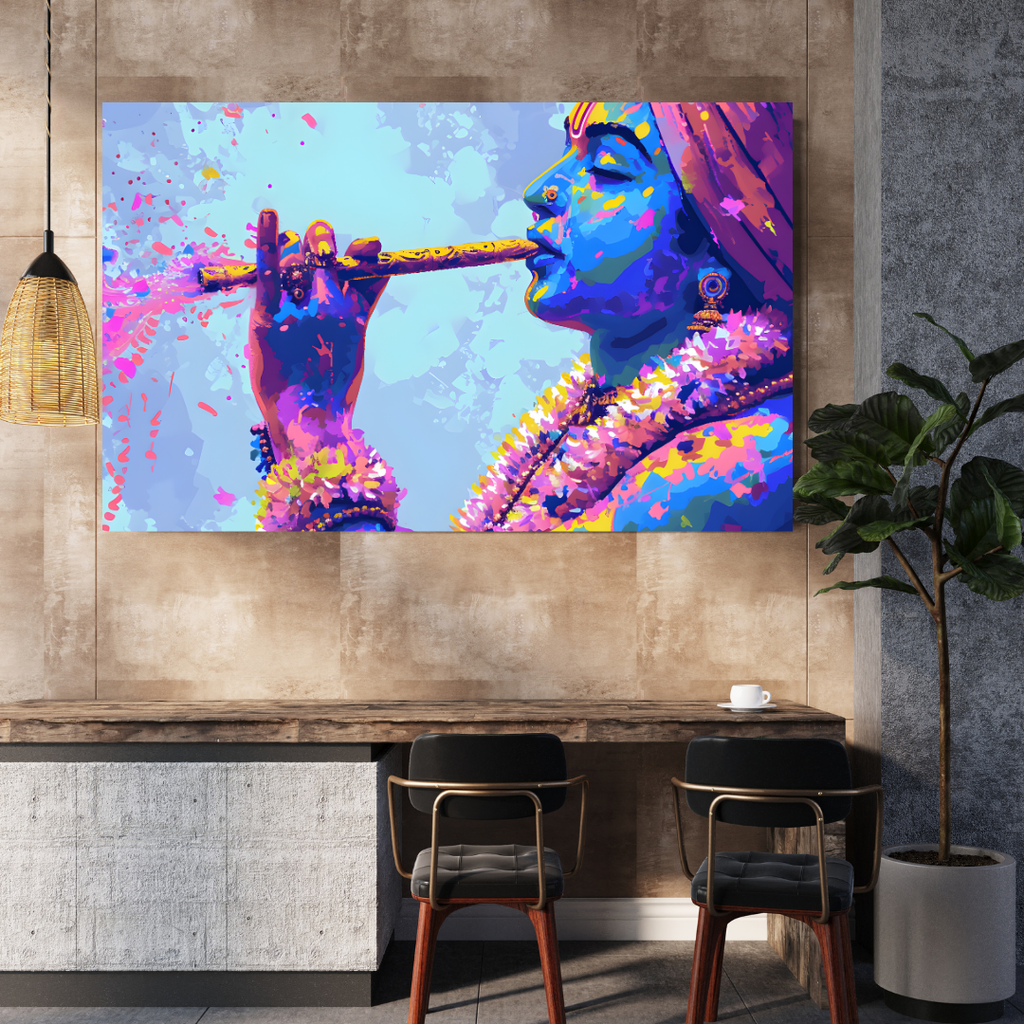 Dekozi Krishna Wall Art – Divine Portrait | Framed Canvas & Photo Print for Spiritual Home & Office Decor