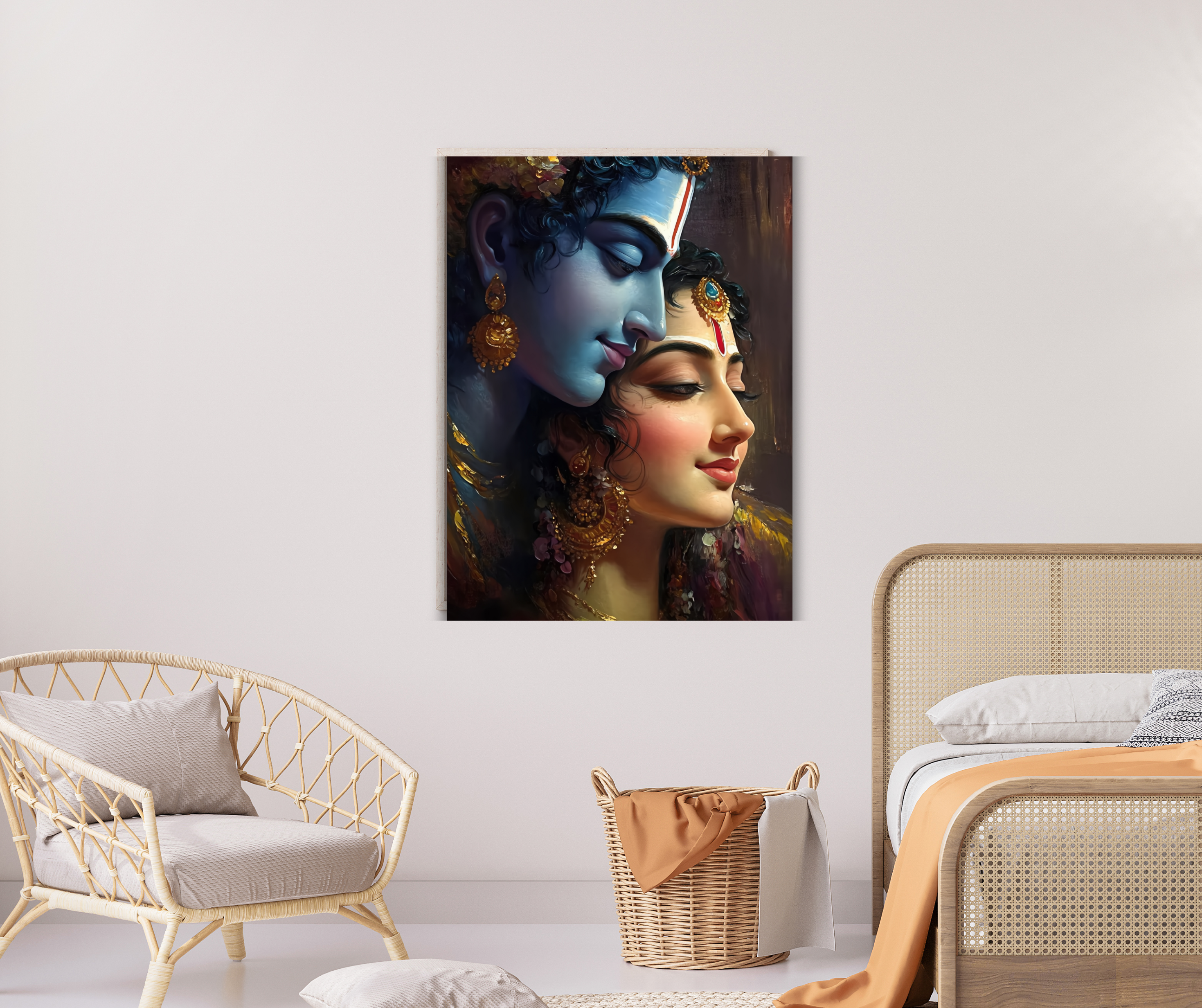 Dekozi Krishna Wall Art – Divine Portrait | Framed Canvas & Photo Print for Spiritual Home & Office Decor