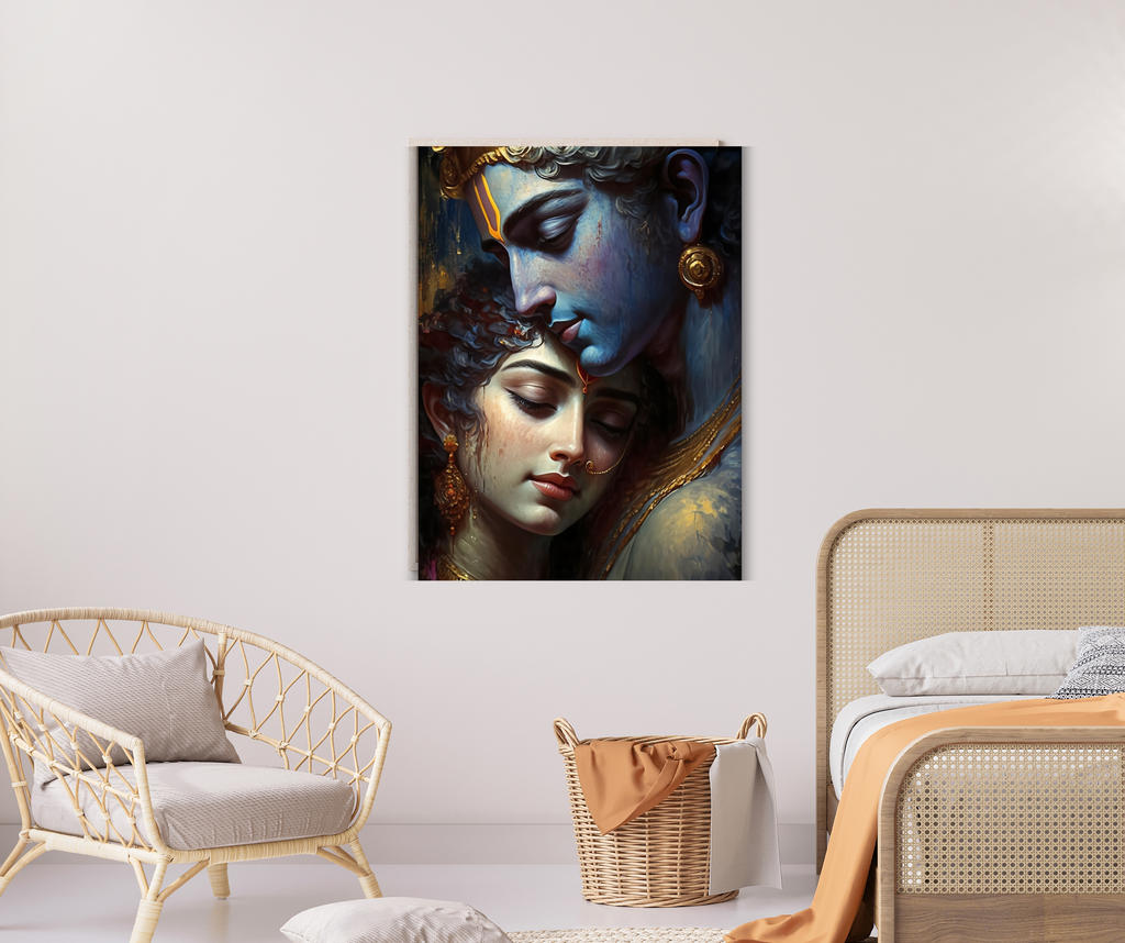 Dekozi Krishna Wall Art – Divine Portrait | Framed Canvas & Photo Print for Spiritual Home & Office Decor