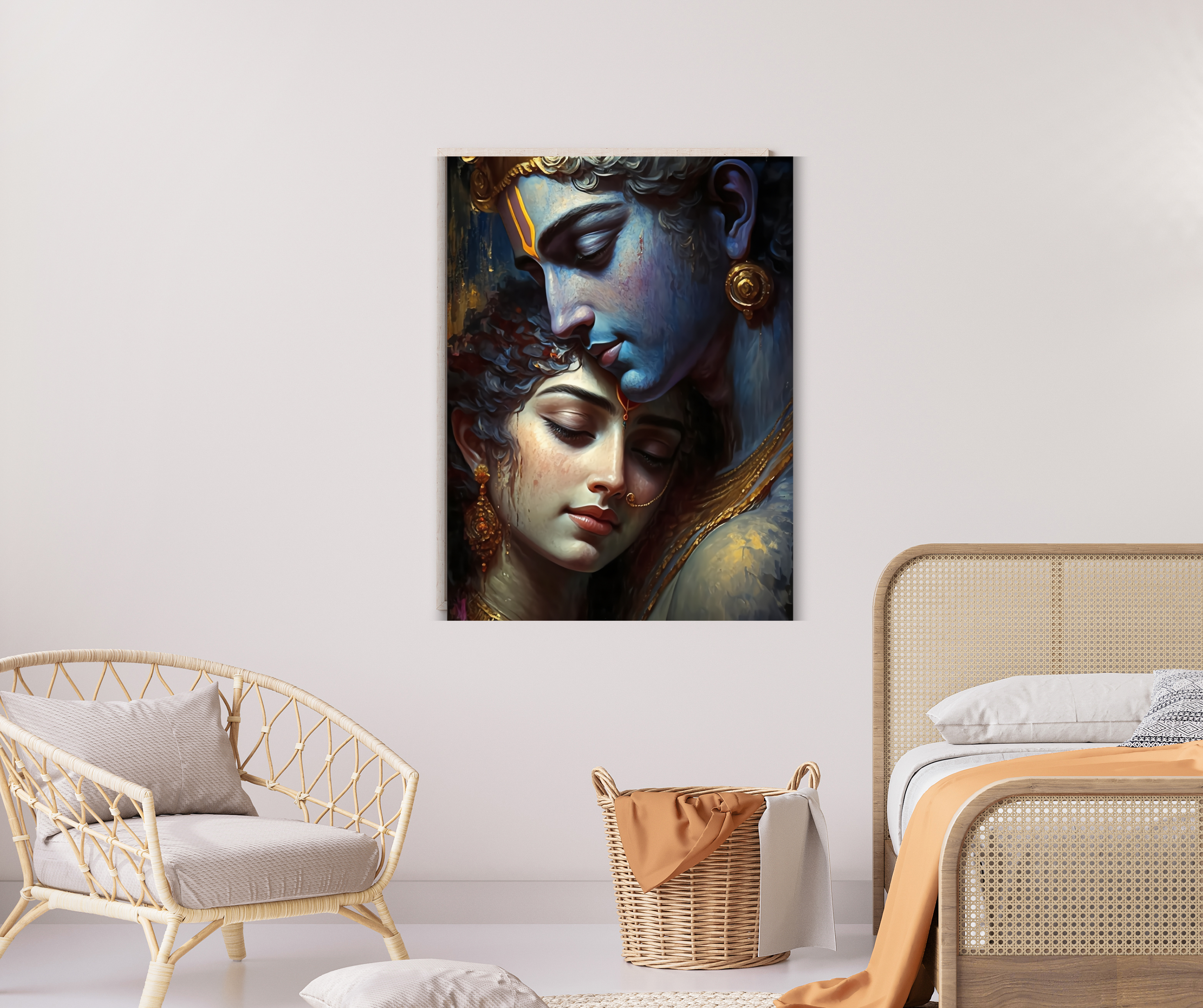 Dekozi Krishna Wall Art – Divine Portrait | Framed Canvas & Photo Print for Spiritual Home & Office Decor