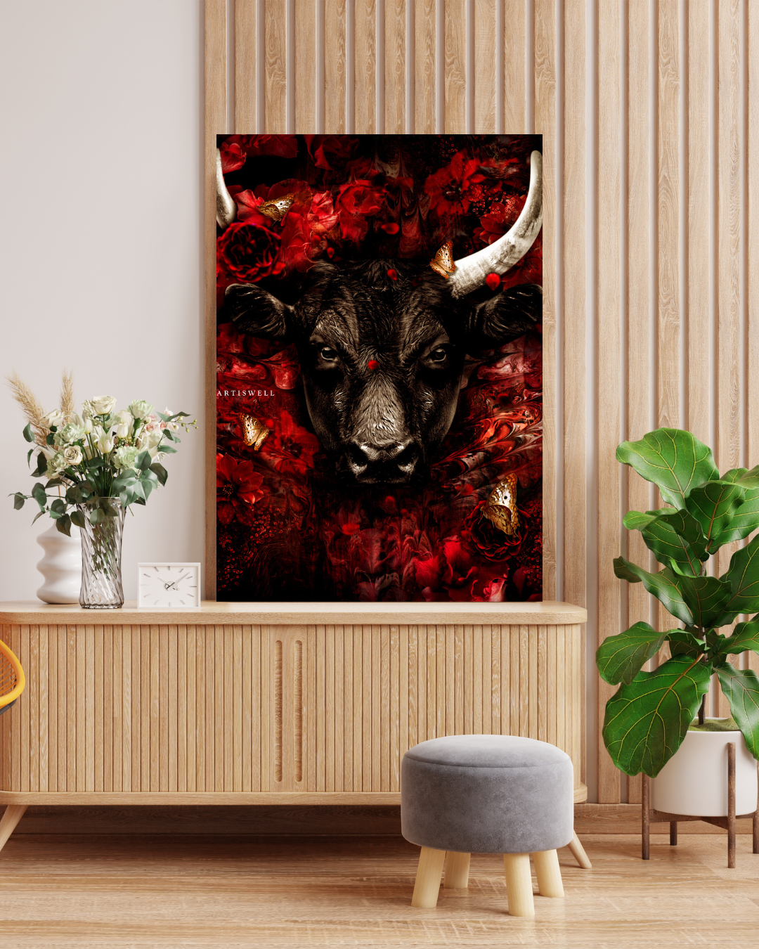 Dekozi Originals Exclusive Premium Bull Wall Art | Art is Well By Shaunak