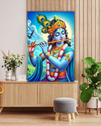 Dekozi Krishna Wall Art – Divine Portrait | Framed Canvas & Photo Print for Spiritual Home & Office Decor