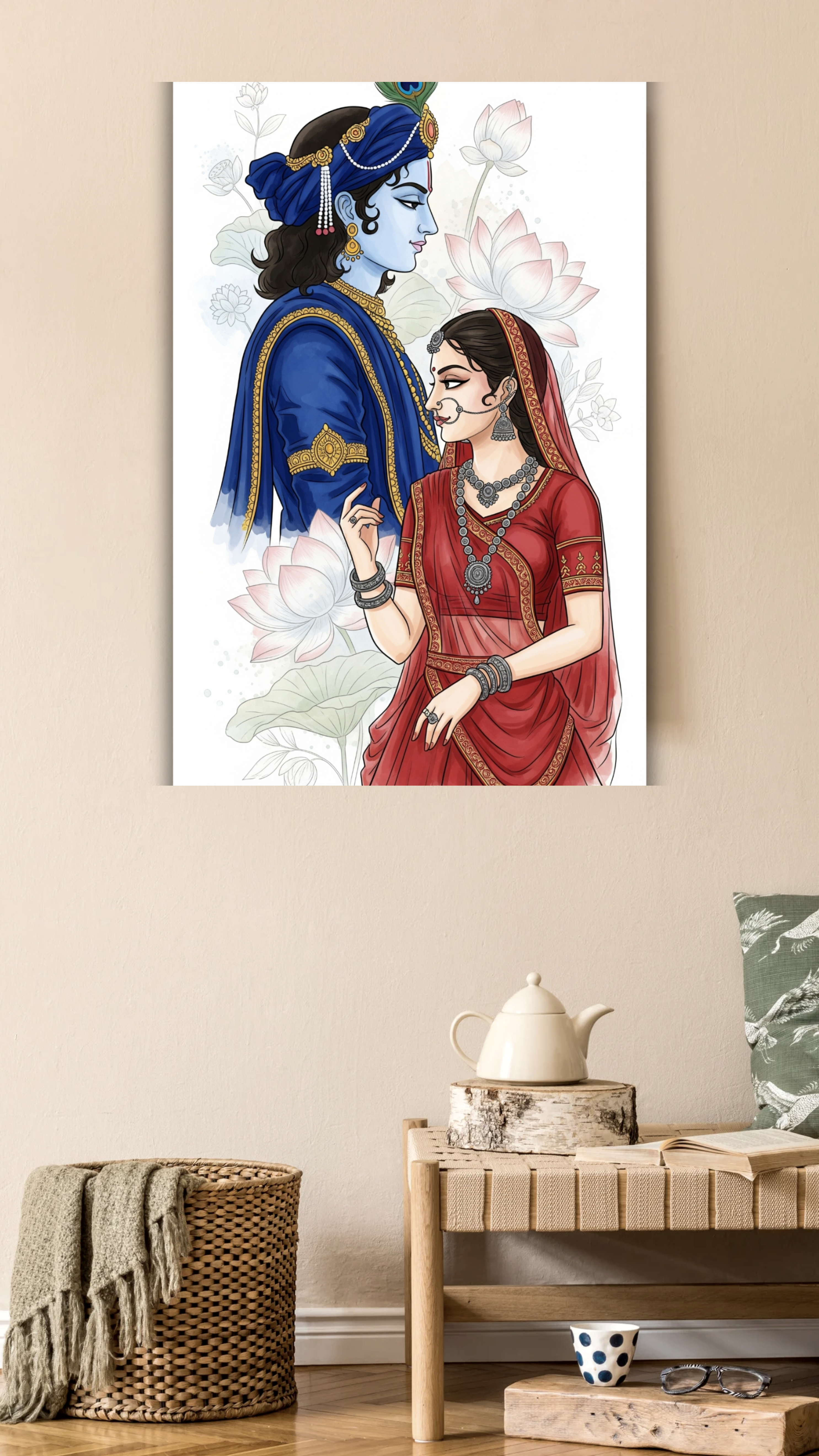 Dekozi Krishna Wall Art – Divine Portrait | Framed Canvas & Photo Print for Spiritual Home & Office Decor