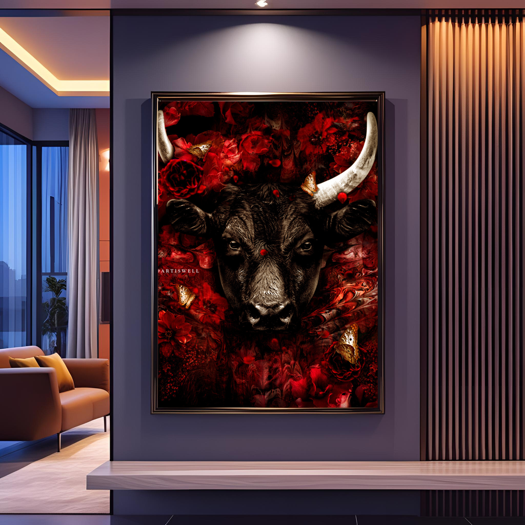 Dekozi Originals Exclusive Premium Bull Wall Art | Art is Well By Shaunak