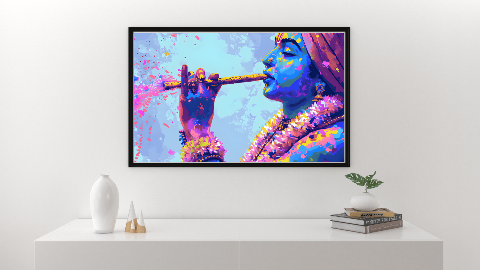 Dekozi Krishna Wall Art – Divine Portrait | Framed Canvas & Photo Print for Spiritual Home & Office Decor