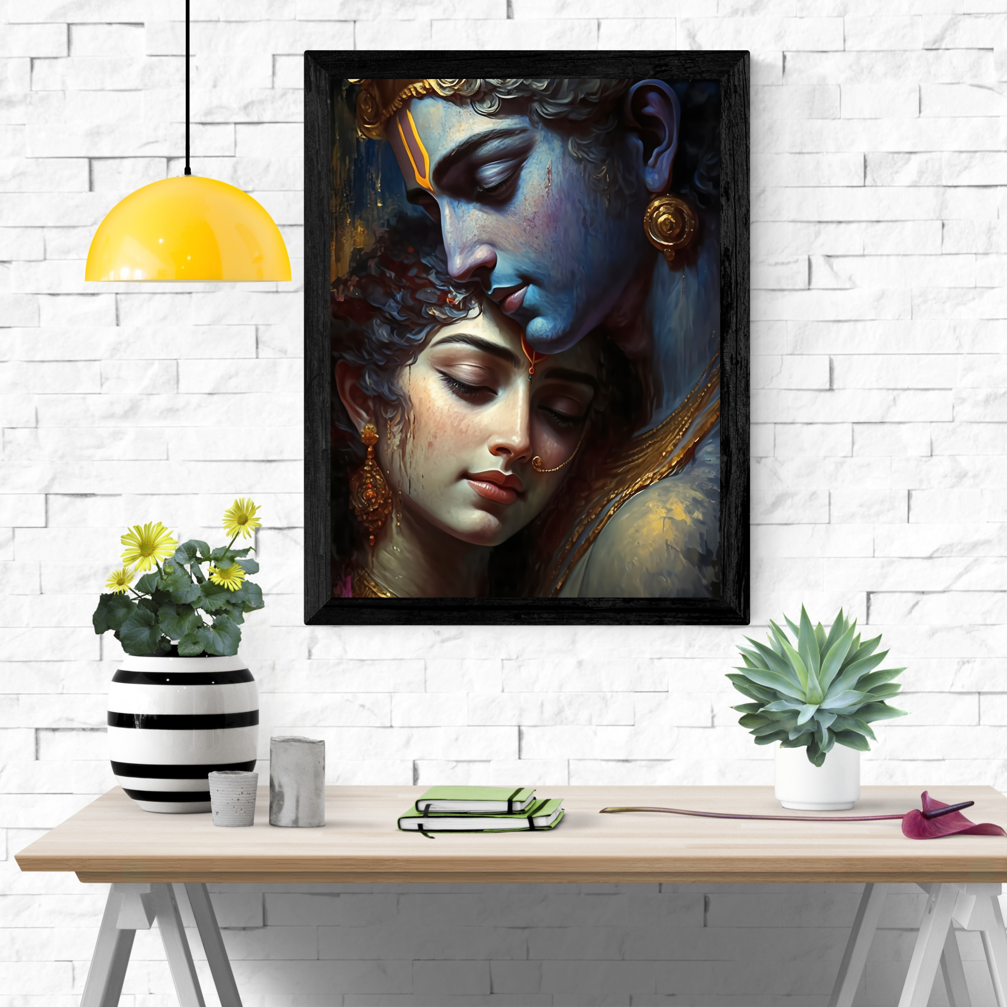 Dekozi Krishna Wall Art – Divine Portrait | Framed Canvas & Photo Print for Spiritual Home & Office Decor