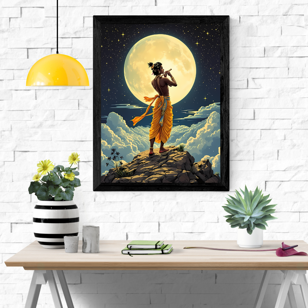 Dekozi Krishna Wall Art – Divine Portrait | Framed Canvas & Photo Print for Spiritual Home & Office Decor