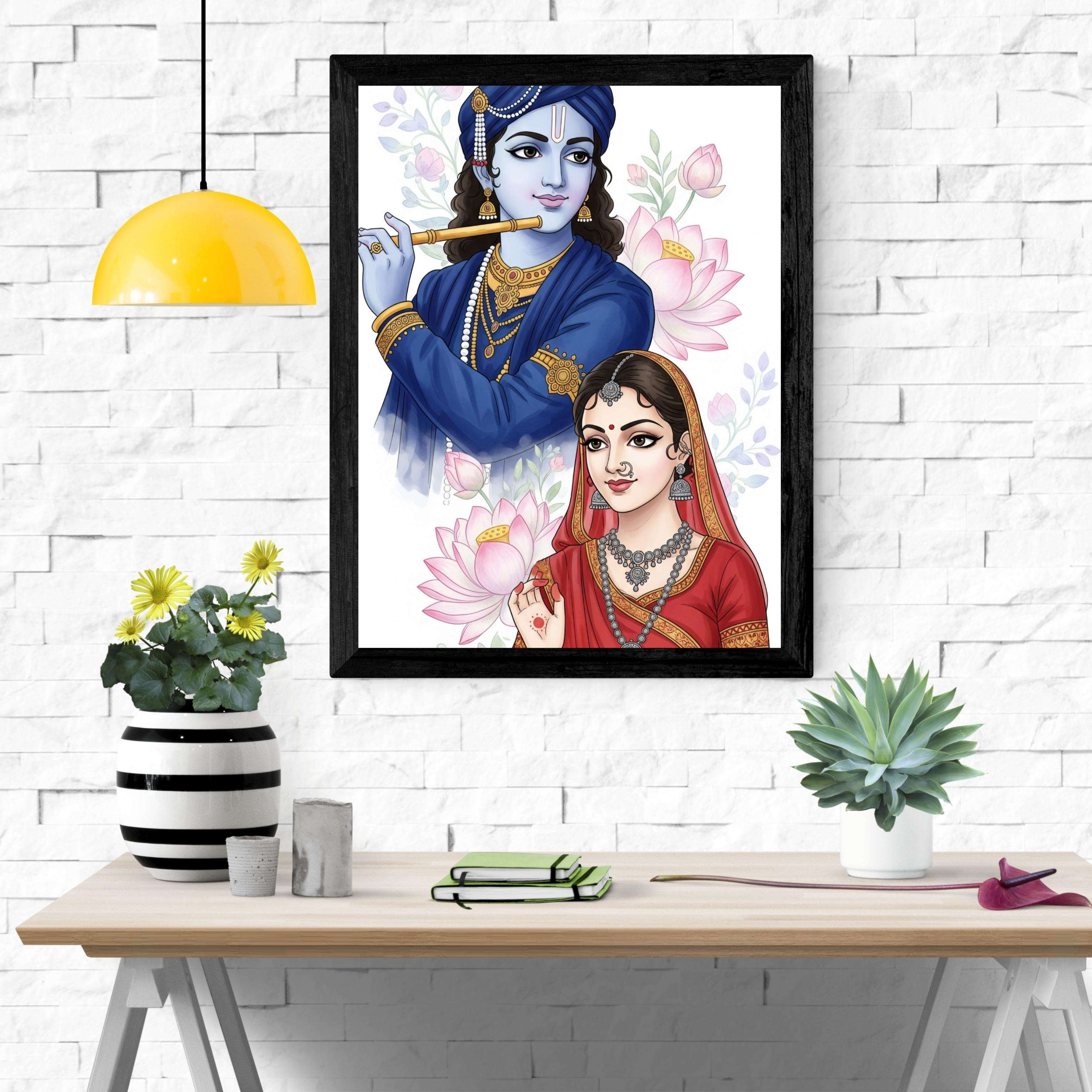 Dekozi Krishna Wall Art – Divine Portrait | Framed Canvas & Photo Print for Spiritual Home & Office Decor