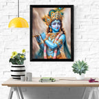 Dekozi Krishna Wall Art – Divine Portrait | Framed Canvas & Photo Print for Spiritual Home & Office Decor