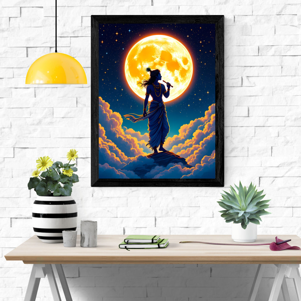 Dekozi Krishna Wall Art – Divine Portrait | Framed Canvas & Photo Print for Spiritual Home & Office Decor