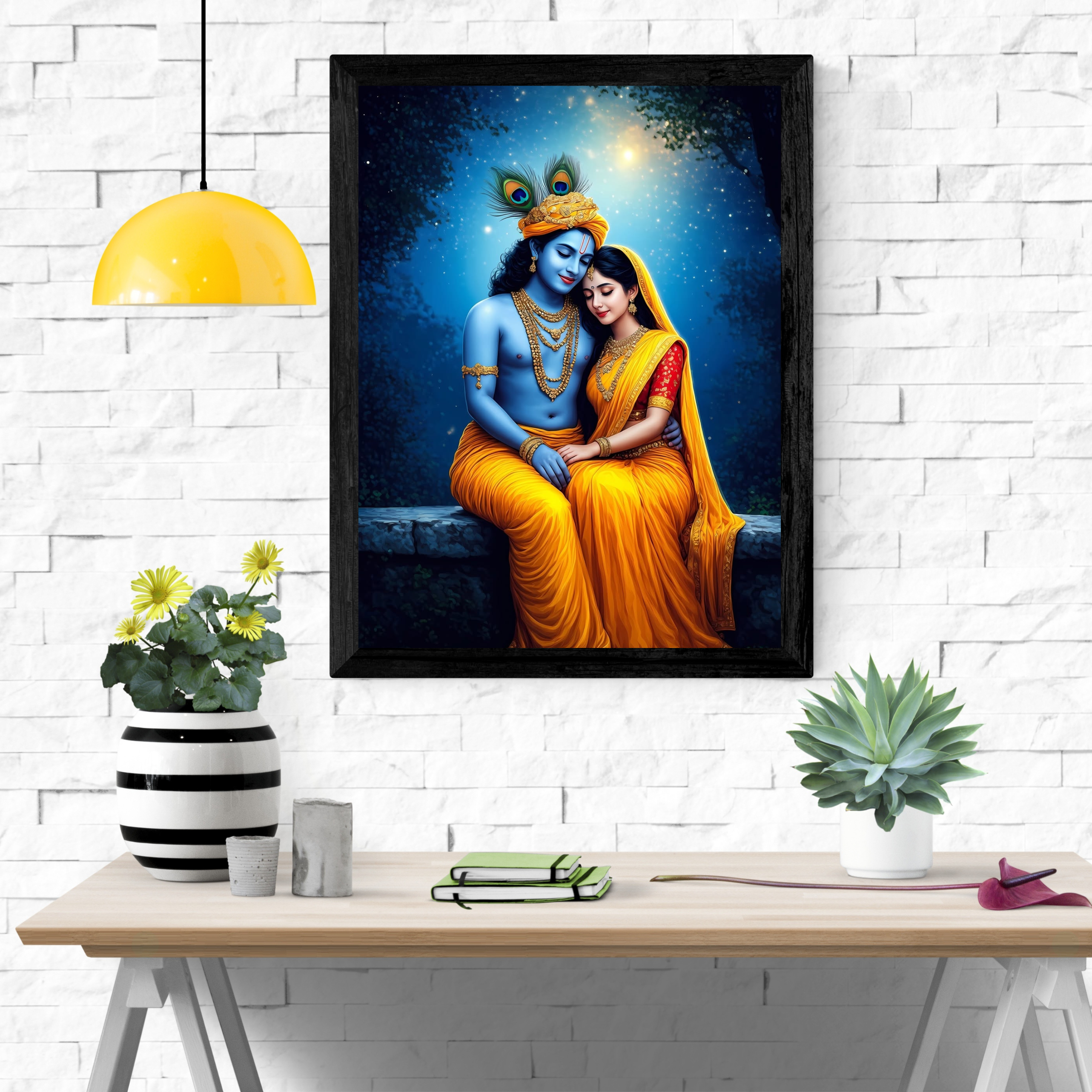 Dekozi Krishna Wall Art – Divine Portrait | Framed Canvas & Photo Print for Spiritual Home & Office Decor